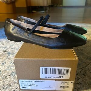 Madewell’s the Greta Ballet Flats, black leather, sz 10